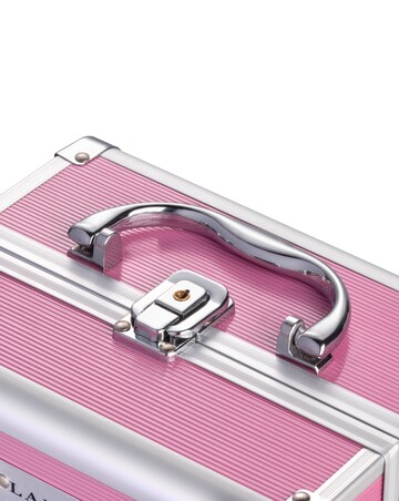 LaRoc Small Aluminium Makeup Case with Mirror - Pink