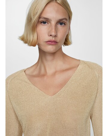 Mango V-Neck Metallic Sweater
