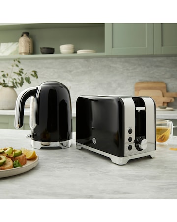 Swan Solace Kitchen Set, 1.7L Kettle, and 930W 2 Slice Toaster - Black