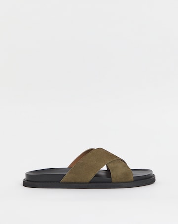 Cross Strap Suede Sandal Wide