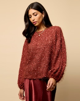Little Mistress Cherry Sequin Eyelash Jumper