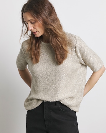 Joanna Hope Short Sleeve Sequin Knit Jumper