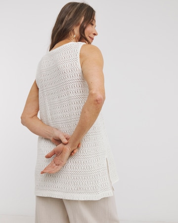 Pure Cotton Cream Crochet Vest