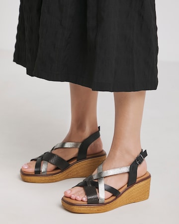 Magnolia Multi Strap Wedge Sandals - Wide Fit (E)