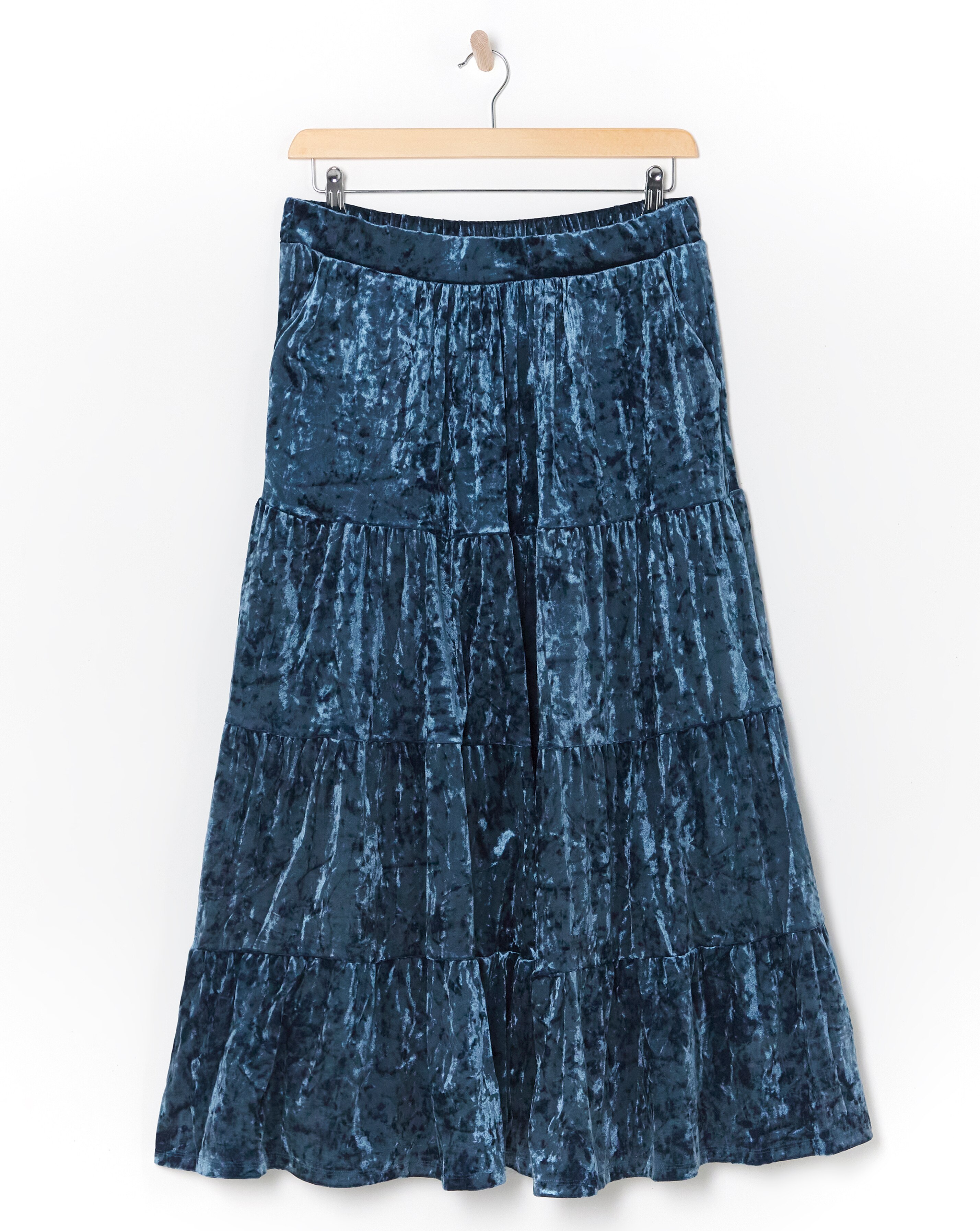 Julipa Crushed Velvet Tiered Maxi Skirt