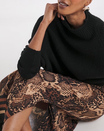 Animal Pull On Column Midi Skirt