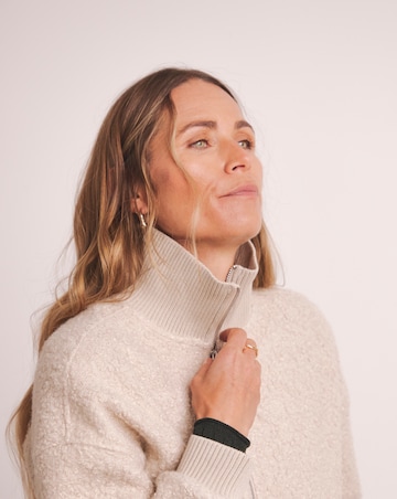 Anthology Ribbed Collar Curly Borg Zip Through Jacket