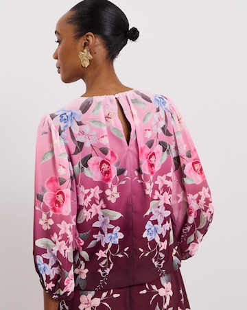 Joanna Hope Bubble Hem Floral Blouse