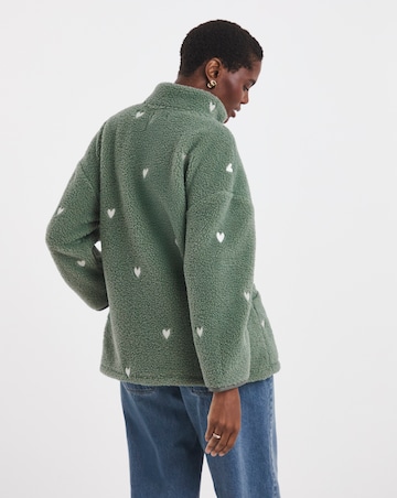 Embroidered Borg Longline Quarter Zip