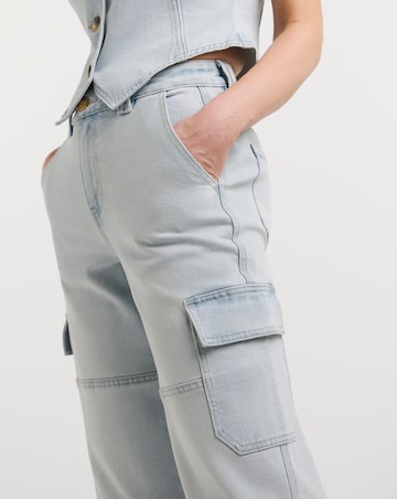 Light Blue Cargo Wide Leg Jeans
