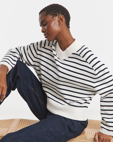Tommy Hilfiger Mini Stripe V-Neck Long Sleeve Sweater
