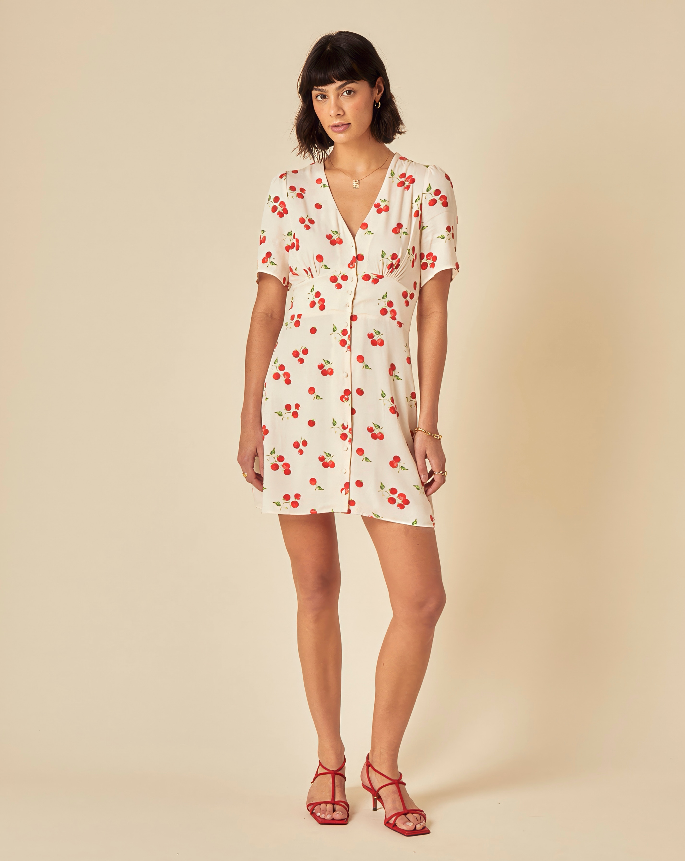 Nobody's Child Alexa Mini Dress White Tomato Print | JD Williams