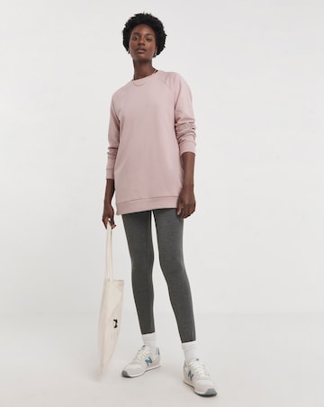 Blush Crew Neck Popper Side Longline Sweatshirt
