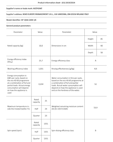 Hotpoint HP 105A CARE UK Fabric Care Washing Machine - White + Installation