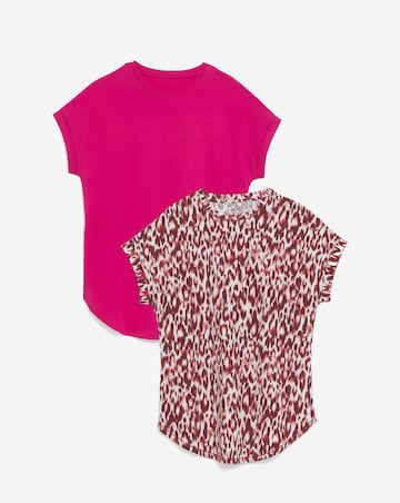 Pure Cotton 2 Pack Short Sleeve Curved Hem Longline top