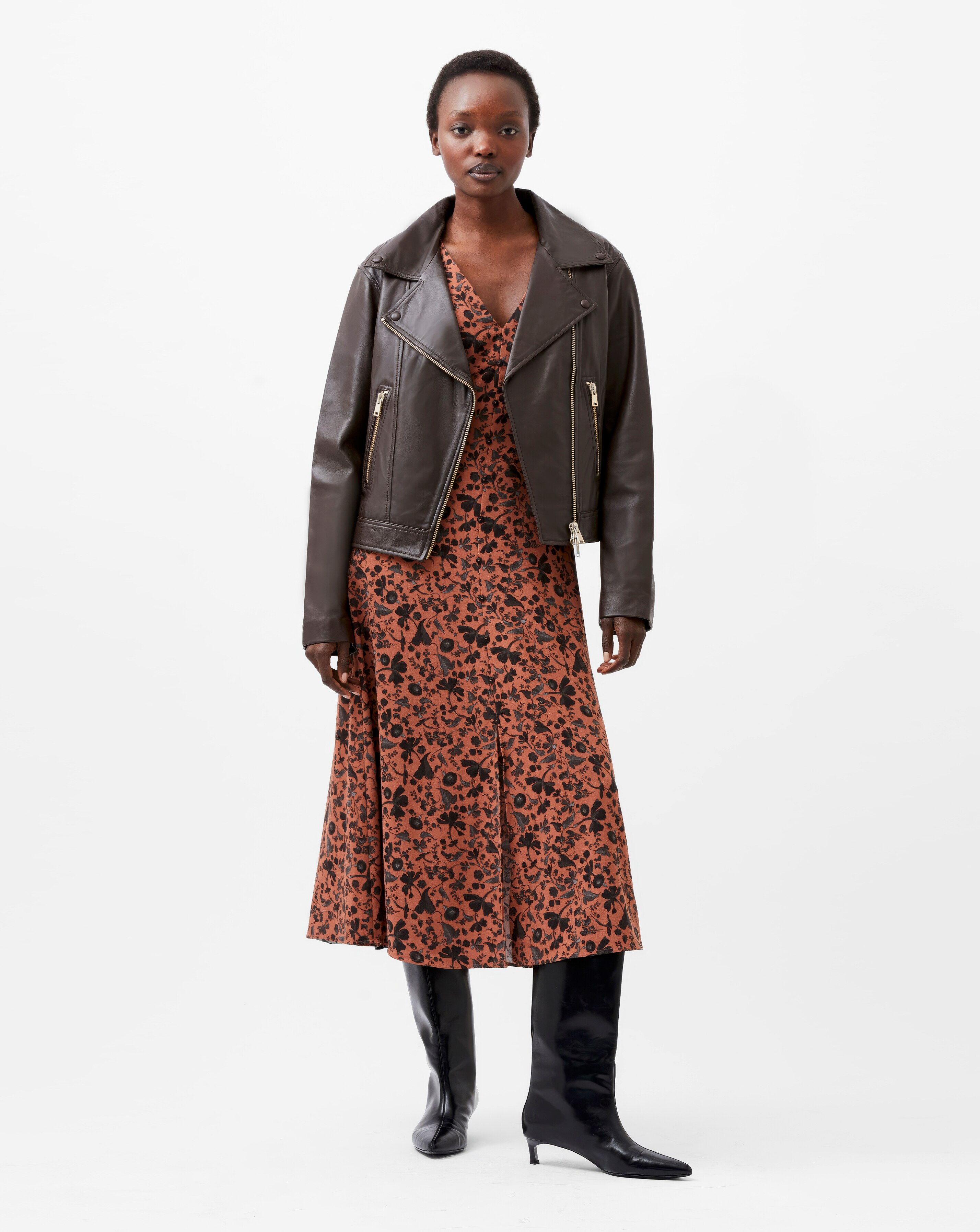French Connection Becket Leather Military Jacket | JD Williams