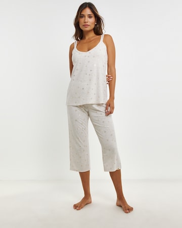 Pretty Lounge Snowflake Fold Top Culotte Pyjama Set