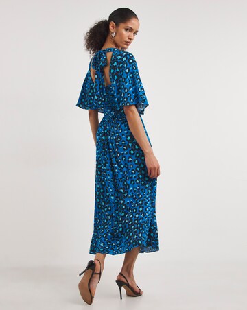 Whistles Painted Leopard Cape Sleeve Dress