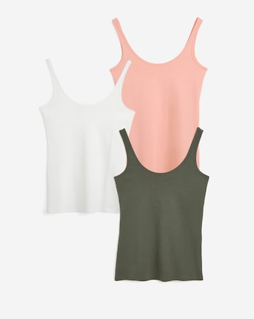 Pink, Olive & White 3 Pack Vest