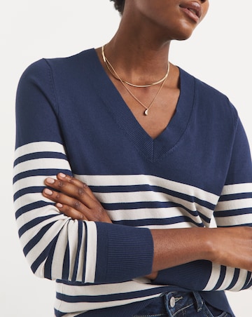 Stripe V Neck Jumper