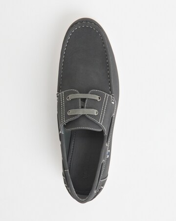 Leather Look Boat Shoe Wide Fit