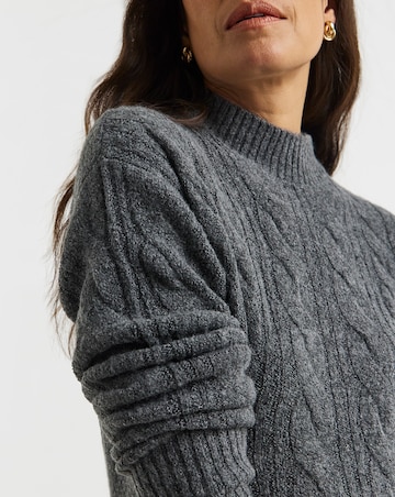 Cosy Yarn Charcoal Cable Knitted Jumper Dress