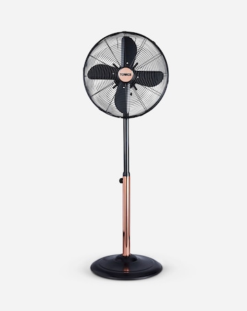 Tower 16 Inch Cavaletto Metal Black and Rose Gold Stand Fan
