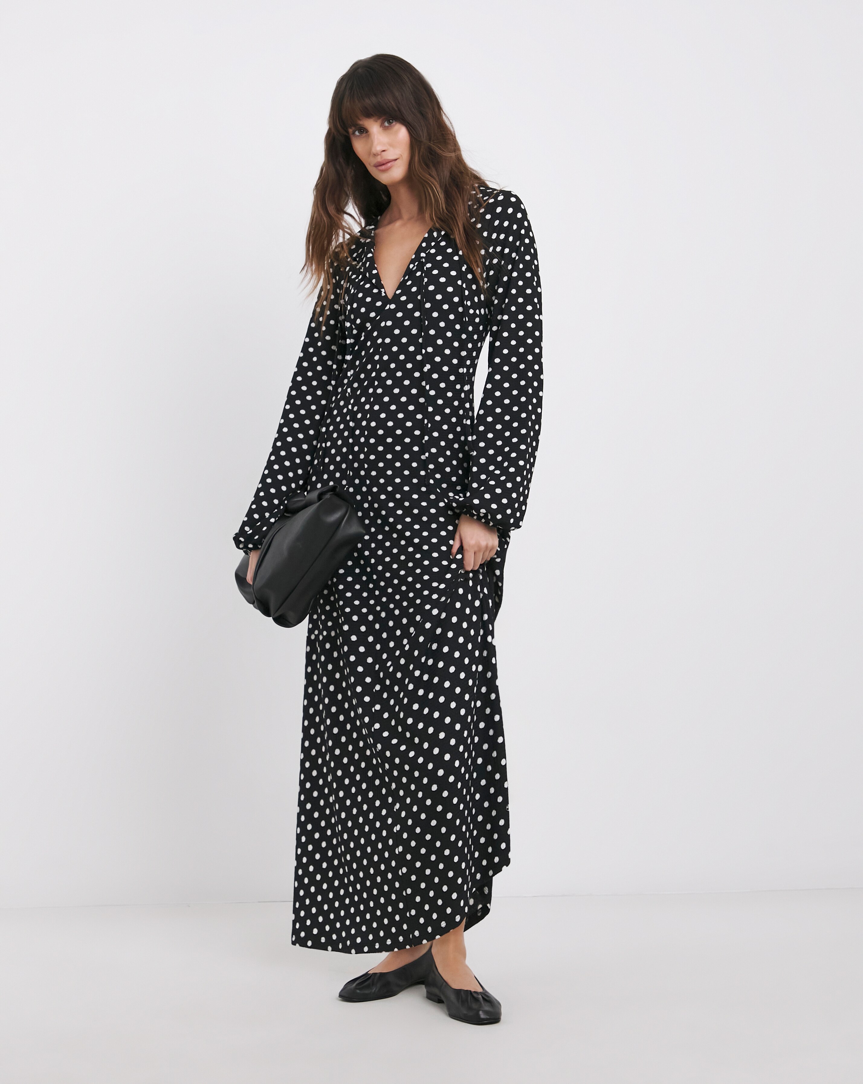 Textured Jersey Tie Detail Maxi Dress