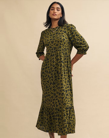 Nobody's Child Green Animal Print Rachel Midi Dress