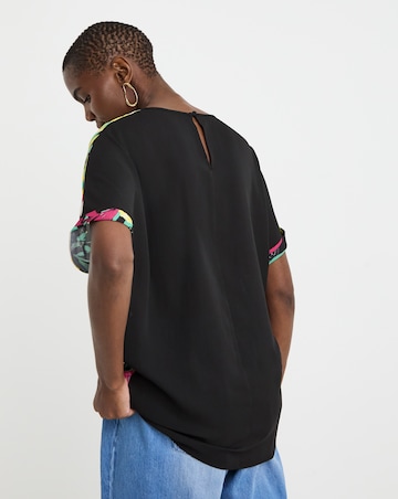 Woven Crepe Short Sleeve Boxy Top