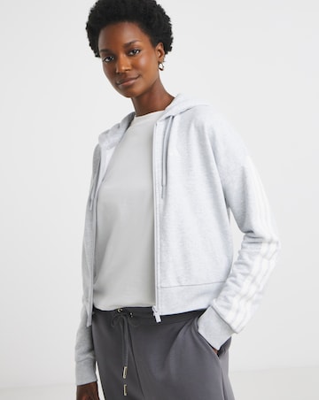 adidas Full Zip 3 Stripe Hoodie