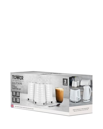 Tower Solitaire Set of 3 Canisters White
