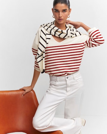 Mango Stripe V Neck Jumper