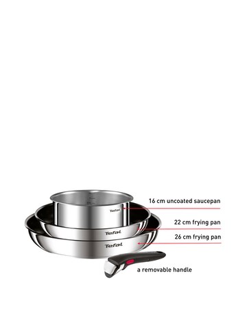 Tefal Ingenio Cook Eat 4 Piece Stainless Steel Pan Set
