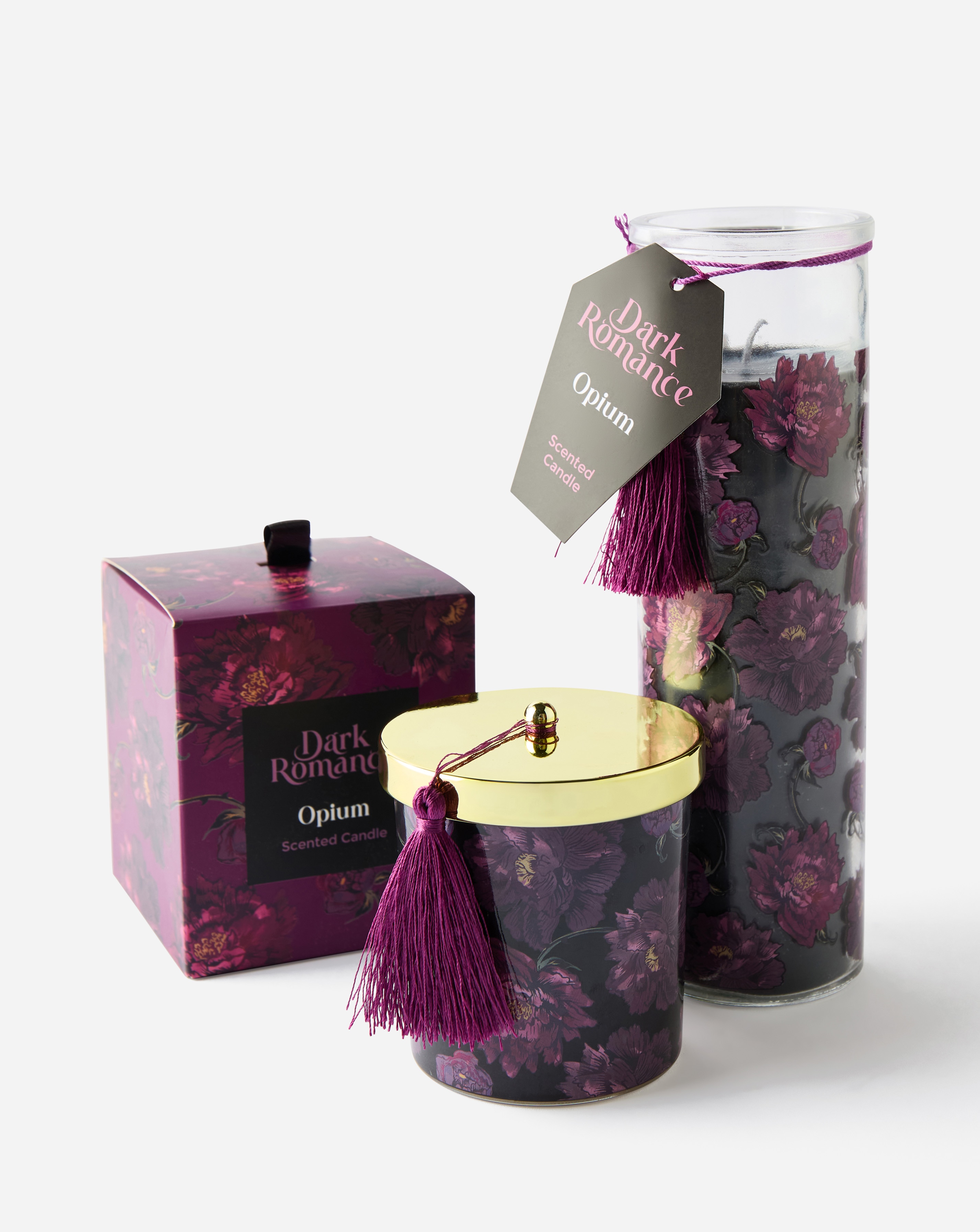 Dark Romance Opium Scented Candle and Tube Candle Set | JD Williams