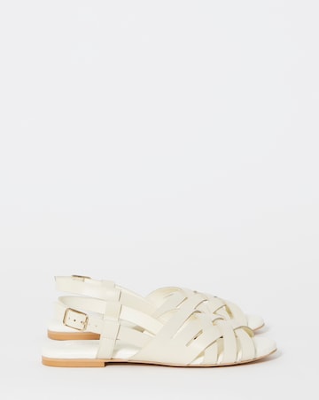 Luz Leather Woven Peep Toe Slingback Sandals - Wide Fit (E)