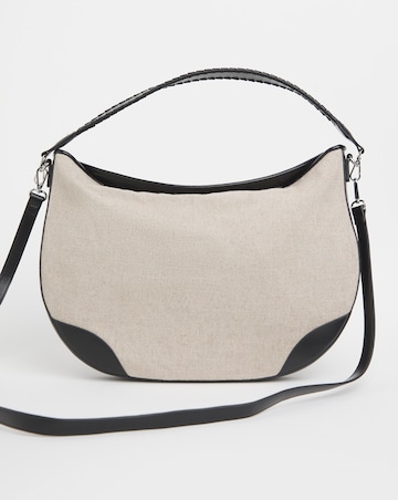 Canvas & PU Mix Shoulder Bag