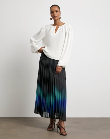 Joanna Hope Puff Sleeve Blouse With Neck Detail