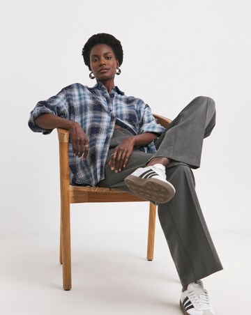 Womens Diamante Extreme Oversized Shirt - Blue Check