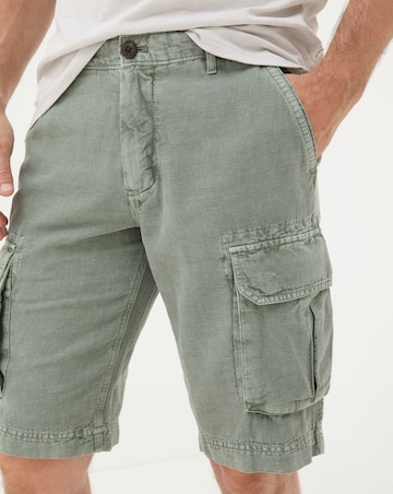 FatFace Cotton Linen Cargo Shorts - Green