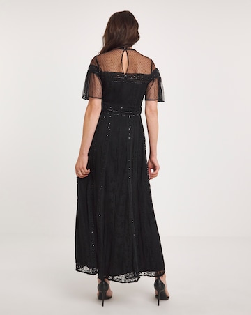 Joanna Hope Mesh Lace Beaded Dress