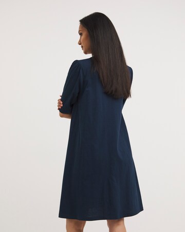 Cotton Slub Puff Sleeve Swing Dress