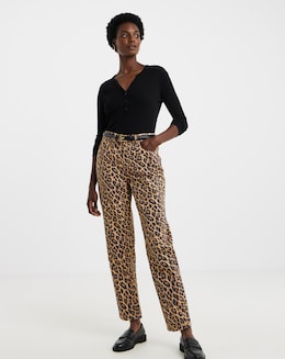 Pure Cotton Leopard Straight Leg Jean