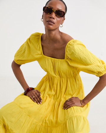 Pure Cotton Volume Maxi Smock Dress