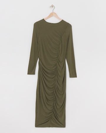 Jersey Model Ruched Seam Midi Dress