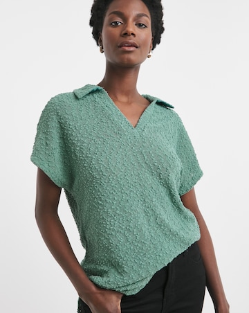 Popcorn Yarn Collared Top