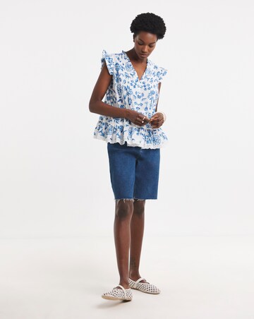 Printed Frill Sleeve Prairie Vest