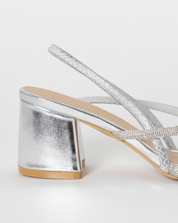 Canberra Strappy Diamante Low Block Heels - Wide Fit (E)