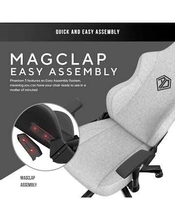 AndaSeat Phantom 3 Premium Gaming Chair - Grey Fabric