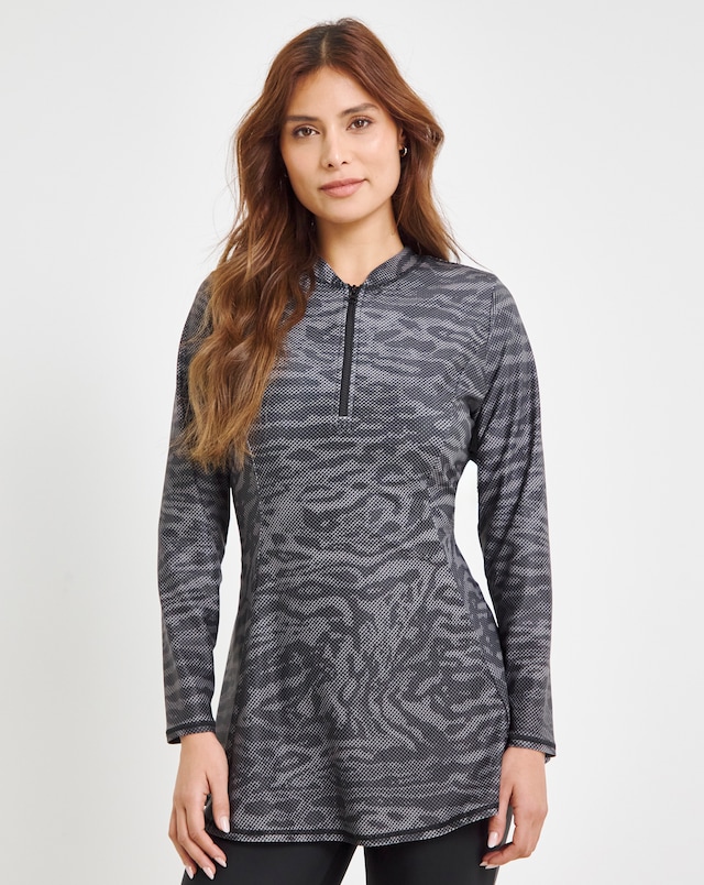 Sports Zip Swim Rash Guard Animal Print